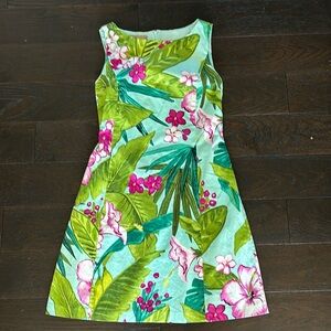Tommy Bahama Bright Bold Pink Green Blue Floral Mini Dress sz 10